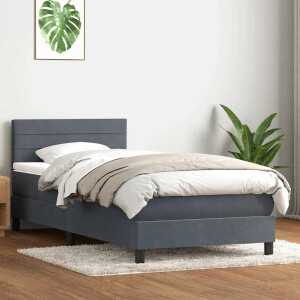 vidaXL Boxspring met matras fluweel donkergrijs 80x220 cm