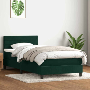vidaXL Boxspring met matras fluweel donkergroen 80x220 cm