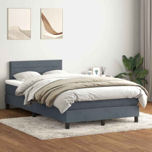 vidaXL Boxspring met matras fluweel donkergrijs 120x220 cm
