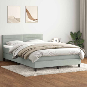 vidaXL Boxspring met matras fluweel lichtgrijs 160x220 cm