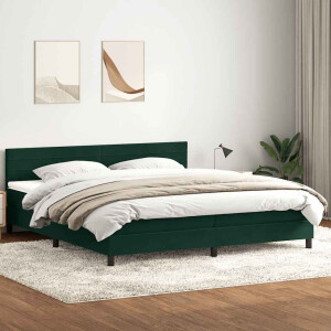 vidaXL Boxspring met matras fluweel donkergroen 180x220 cm