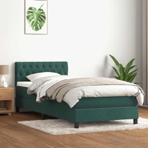 vidaXL Boxspring met matras fluweel donkergroen 80x220 cm