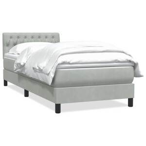 vidaXL Boxspring met matras fluweel lichtgrijs 90x220 cm