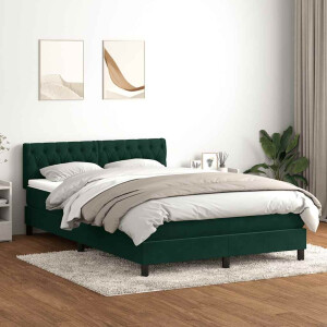 vidaXL Boxspring met matras fluweel donkergroen 160x220 cm