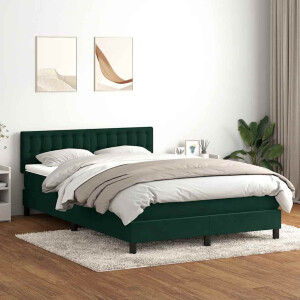 vidaXL Boxspring met matras fluweel donkergroen 160x210 cm