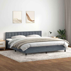 vidaXL Boxspring met matras fluweel donkergrijs 180x210 cm