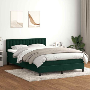 vidaXL Boxspring met matras fluweel donkergroen 160x220 cm