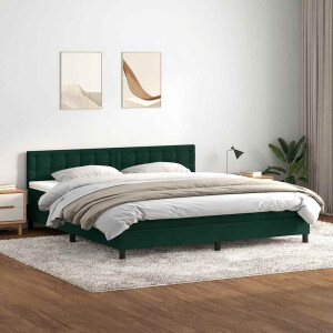 vidaXL Boxspring met matras fluweel donkergroen 180x220 cm