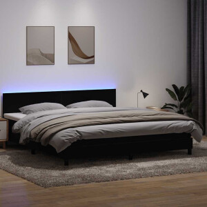 vidaXL Boxspring met matras en LED fluweel zwart 180x210 cm