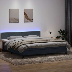 vidaXL Boxspring met matras en LED fluweel donkergrijs 200x210 cm