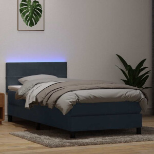 vidaXL Boxspring met matras en LED fluweel donkergrijs 100x210 cm