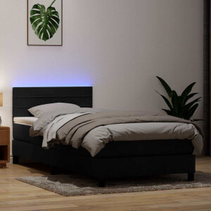 vidaXL Boxspring met matras en LED fluweel zwart 90x210 cm