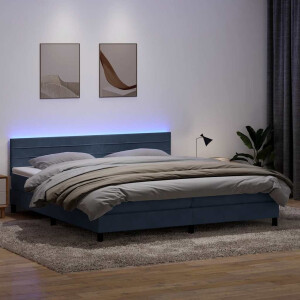 vidaXL Boxspring met matras en LED fluweel donkergrijs 180x220 cm