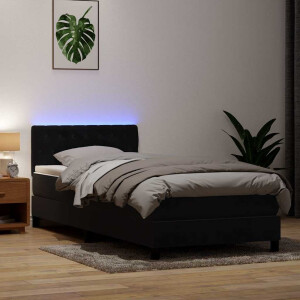 vidaXL Boxspring met matras en LED fluweel zwart 90x210 cm