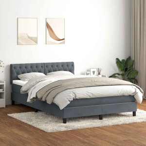 vidaXL Boxspring met matras en LED fluweel donkergrijs 160x210 cm