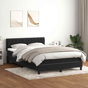 vidaXL Boxspring met matras en LED fluweel zwart 160x210 cm
