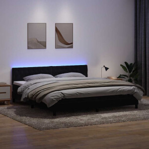 vidaXL Boxspring met matras en LED fluweel zwart 180x210 cm