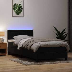 vidaXL Boxspring met matras en LED fluweel zwart 90x210 cm