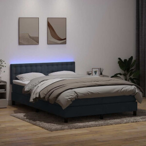 vidaXL Boxspring met matras en LED fluweel donkergrijs 160x210 cm