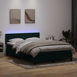vidaXL Boxspring met matras en LED fluweel donkergroen 160x210 cm