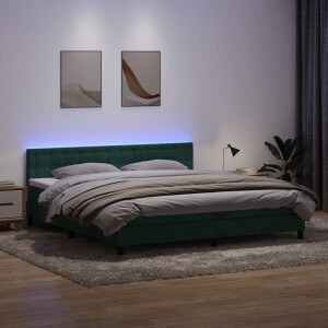 vidaXL Boxspring met matras en LED fluweel donkergroen 180x210 cm
