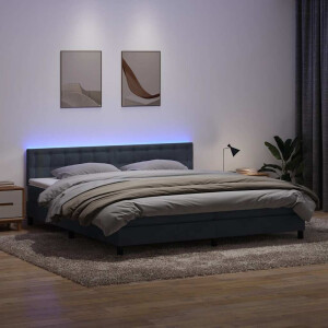 vidaXL Boxspring met matras en LED fluweel donkergrijs 180x220 cm
