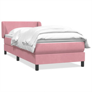 vidaXL Boxspring met matras fluweel roze 90x210 cm
