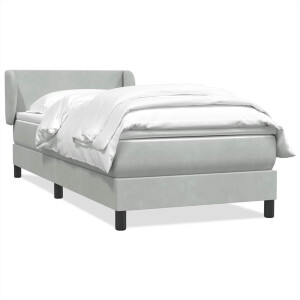 vidaXL Boxspring met matras fluweel lichtgrijs 90x220 cm