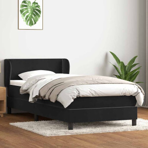 vidaXL Boxspring met matras fluweel zwart 80x220 cm