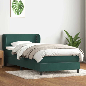 vidaXL Boxspring met matras fluweel donkergroen 80x220 cm