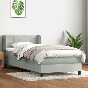 vidaXL Boxspring met matras fluweel lichtgrijs 80x220 cm