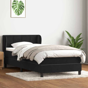 vidaXL Boxspring met matras fluweel zwart 80x220 cm