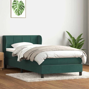 vidaXL Boxspring met matras fluweel donkergroen 80x220 cm