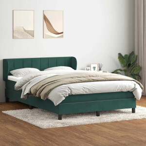 vidaXL Boxspring met matras fluweel donkergroen 160x220 cm