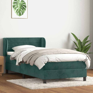 vidaXL Boxspring met matras fluweel donkergroen 80x220 cm