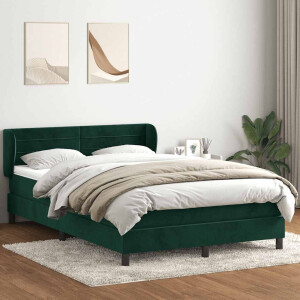 vidaXL Boxspring met matras fluweel donkergroen 160x220 cm