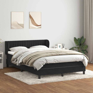 vidaXL Boxspring met matras fluweel zwart 160x210 cm