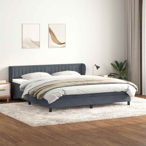 vidaXL Boxspring met matrassen fluweel donkergrijs 180x210 cm