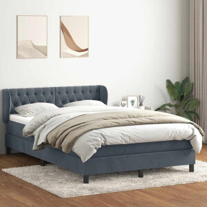 vidaXL Boxspring met matras fluweel donkergrijs 160x210 cm