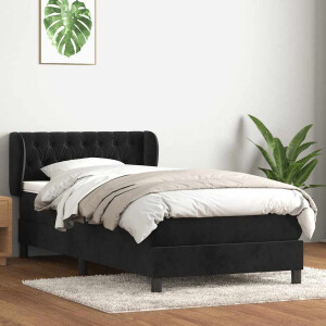 vidaXL Boxspring met matras fluweel zwart 80x220 cm