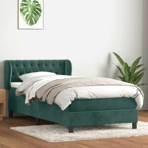 vidaXL Boxspring met matras fluweel donkergroen 80x220 cm