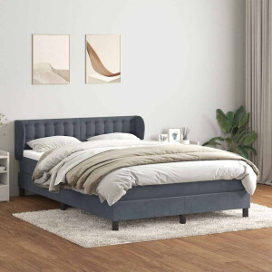 vidaXL Boxspring met matras fluweel donkergrijs 160x210 cm
