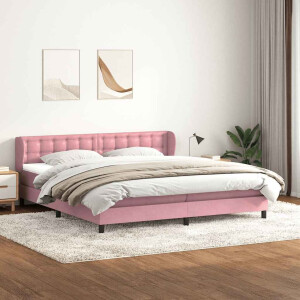 vidaXL Boxspring met matrassen fluweel roze 180x210 cm