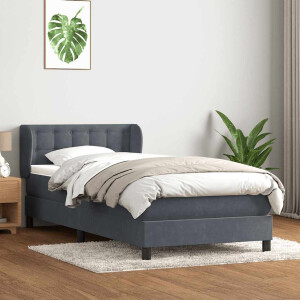 vidaXL Boxspring met matras fluweel donkergrijs 80x220 cm
