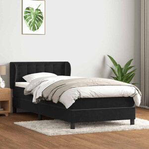 vidaXL Boxspring met matras fluweel zwart 80x220 cm