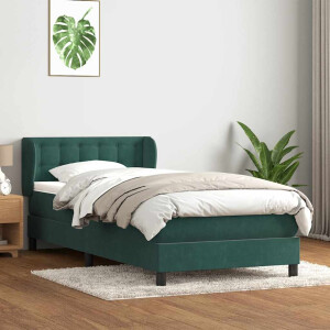 vidaXL Boxspring met matras fluweel donkergroen 80x220 cm