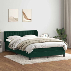 vidaXL Boxspring met matras fluweel donkergroen 160x220 cm