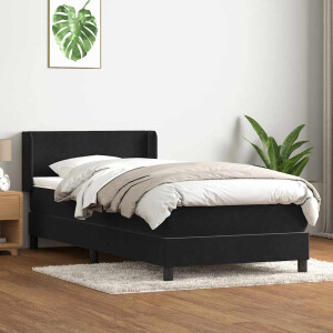 vidaXL Boxspring met matras fluweel zwart 90x210 cm