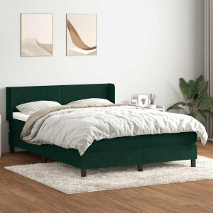 vidaXL Boxspring met matras fluweel donkergroen 160x210 cm
