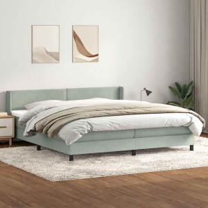 vidaXL Boxspring met matras fluweel lichtgrijs 180x210 cm